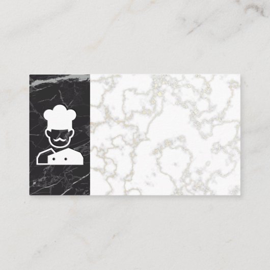 Chef-pictogram | Goud Wit Marmer | Zwart marmer Visitekaartje (Achterkant)