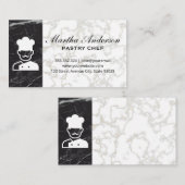 Chef-pictogram | Goud Wit Marmer | Zwart marmer Visitekaartje (Voorkant / Achterkant)
