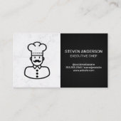 Chef-pictogram | Marmer en zwart gaas Visitekaartje (Voorkant)