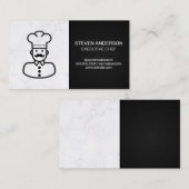 Chef-pictogram | Marmer en zwart vlees Visitekaartje (Voorkant / Achterkant)