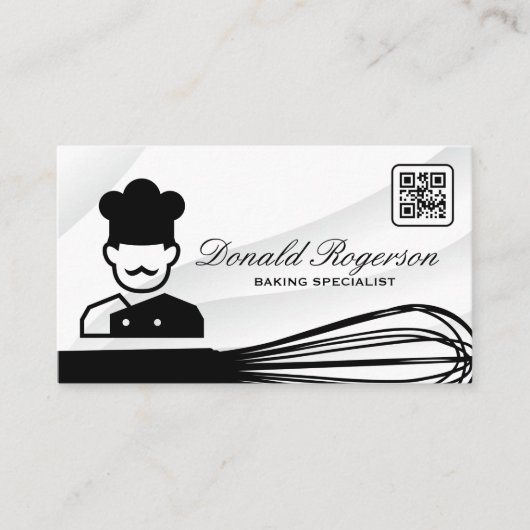 Chef-pictogram | Whisk | QR-code Visitekaartje (Voorkant)