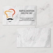 Chef-pictogram | Wit Marmer Visitekaartje (Voorkant / Achterkant)