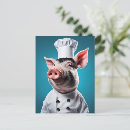 Chef Pig Briefkaart (Staand voorkant)
