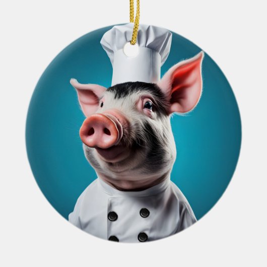 Chef Pig Keramisch Ornament (Voorkant)