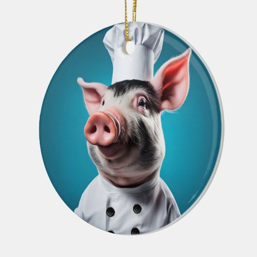 Chef Pig Keramisch Ornament (Links)