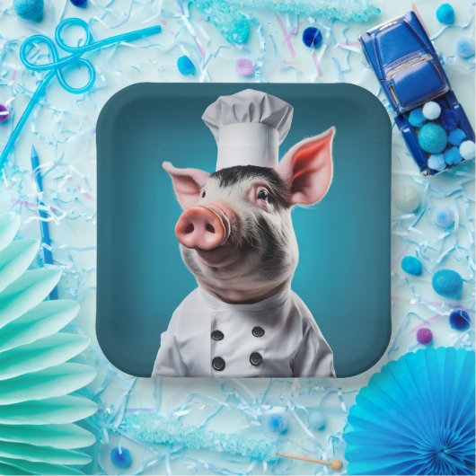 Chef Pig Papieren Bordje (Feest)