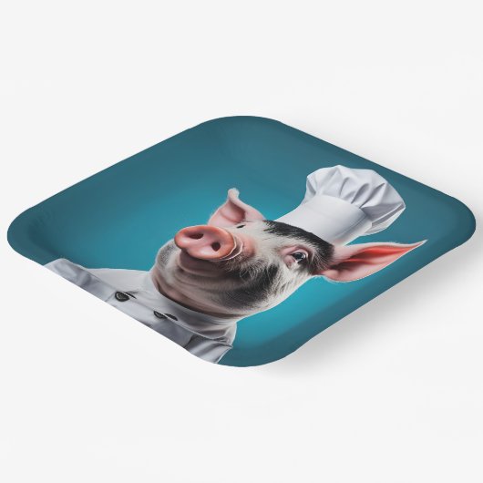 Chef Pig Papieren Bordje (Gebogen)