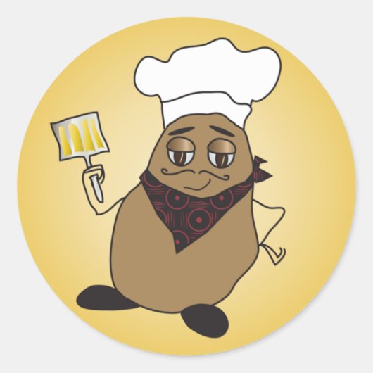 Chef Potato Stickers. Ronde Sticker (Voorkant)