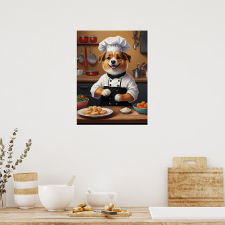 Chef Puppy Maakt Eten Grappige Hondenkeuken Poster