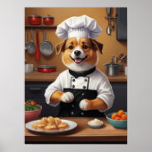 Chef Puppy Making Food Funny Dog Kitchen  Poster (Voorkant)