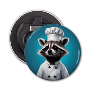 Chef Raccoon Button Flesopener