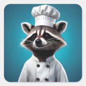 Chef Raccoon Vierkante Sticker (Voorkant)