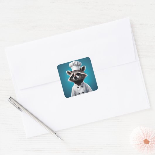 Chef Raccoon Vierkante Sticker (Envelop)