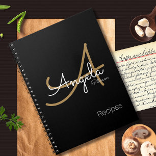 Chef Recepten voor een Modern Monogrammed Zwart Notitieboek