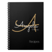 Chef Recepten voor een Modern Monogrammed Zwart Notitieboek (Voorkant)