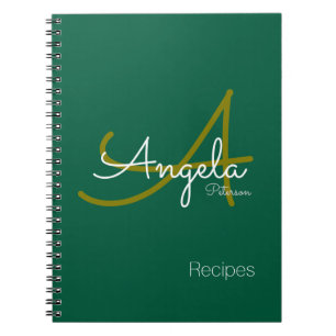Chef recepten voor een moderne Monogrammed Green Notitieboek