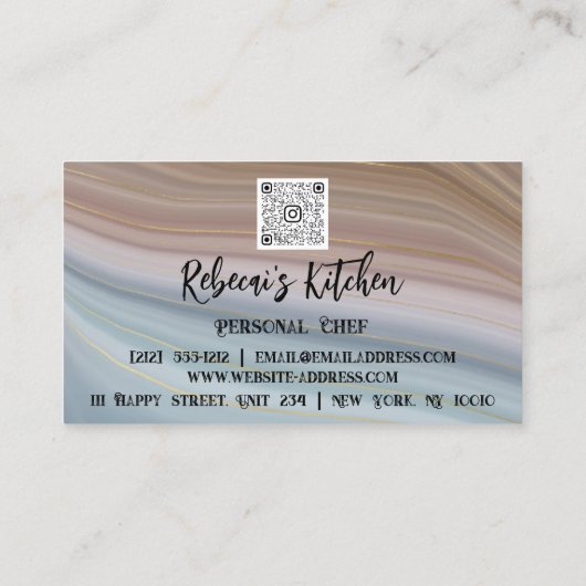 Chef Restaurant Catering Logo QR-code Blu Visitekaartje (Achterkant)