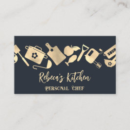 Chef Restaurant Catering Logo QR Navy Visitekaartje