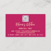 Chef Restaurant Catering Logo QR Roze Visitekaartje (Achterkant)