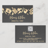Chef Restaurant Catering QR Kraft Gray Visitekaartje (Voorkant / Achterkant)