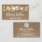 Chef Restaurant Catering QR Logo Kraft Visitekaartje (Voorkant / Achterkant)