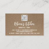 Chef Restaurant Catering QR Logo Kraft Visitekaartje (Achterkant)