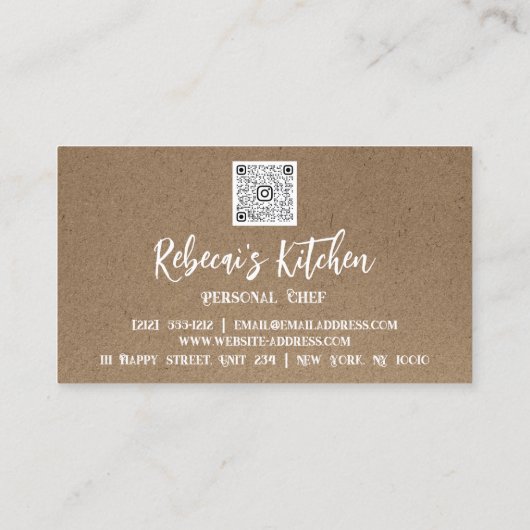 Chef Restaurant Catering QR Logo Kraft Visitekaartje (Achterkant)