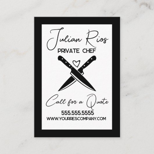 Chef Restaurant Cook Cutting Knifes Visitekaartje (Voorkant)