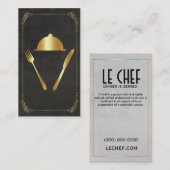 Chef Restaurant Dining Visitekaartje Gold 2-Sided (Voorkant / Achterkant)