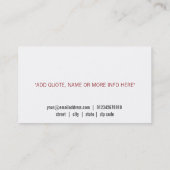 Chef Restaurant en catering met Bord Visitekaartje (Achterkant)