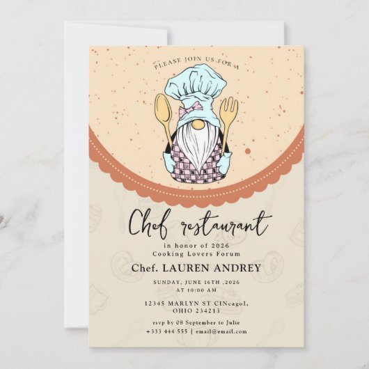 Chef Restaurant Feest Uitnodiging (Voorkant)
