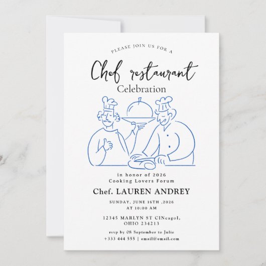 Chef Restaurant Feest Uitnodiging (Voorkant)