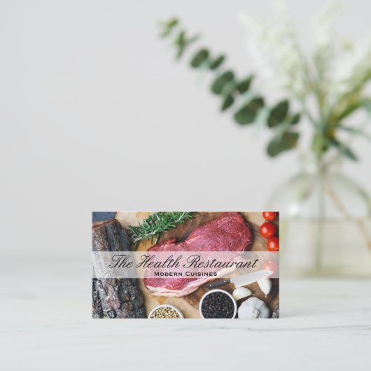 chef | restauranteigenaar | Biefstuk kruiden spece Visitekaartje (Staand voorkant)