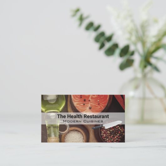 chef | restauranteigenaar | visolie-specerijen visitekaartje (Staand voorkant)