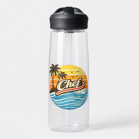 Chef Retro Sunset Design Waterfles (Voorkant)