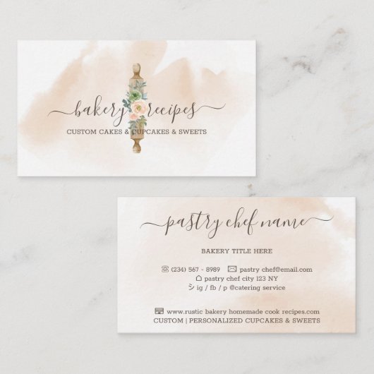 Chef Rolling Pin Bakery Visitekaartje (Voorkant / Achterkant)