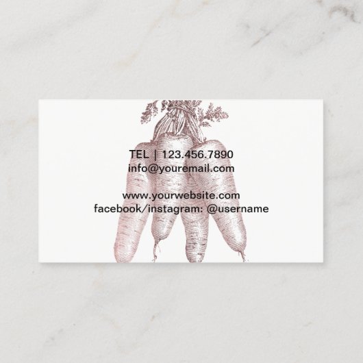 Chef Roos Gold-ion en wortelcatering Visitekaartje (Achterkant)