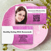 Chef roze lederen textuur aangepaste foto QR-code Visitekaartje