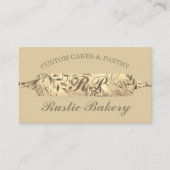 Chef Rustic Floral Rolling pin Bakery gold boho Visitekaartje (Voorkant)