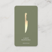 Chef Sage Faux Gold Knife Modern Visitekaartje (Voorkant)