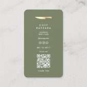 Chef Sage Faux Gold Knife Modern Visitekaartje (Achterkant)