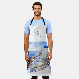 Chef Santorini Waterverf Schort