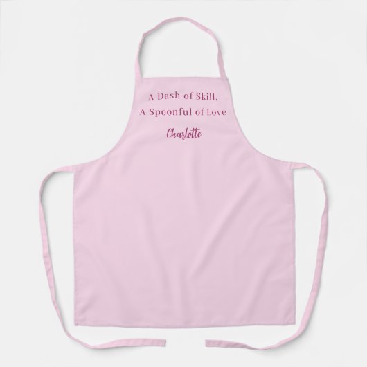 Chef script koken vaardigheid liefde slogan roze schort (Voorkant)