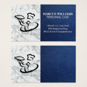 Chef Serving Food | Blauwe lederen marmer Visitekaartje (Voorkant /achterkant)