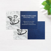 Chef Serving Food | Blauwe lederen marmer Visitekaartje (Bureau)