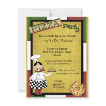 Chef Serving Hot Pizza Party Invitation