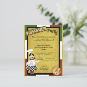 Chef Serving Hot Pizza Party Invitation Kaart (Staand voorkant)