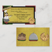 Chef Serving Hot Pizza Visitekaartje (Voorkant / Achterkant)