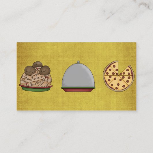 Chef Serving Hot Pizza Visitekaartje (Achterkant)