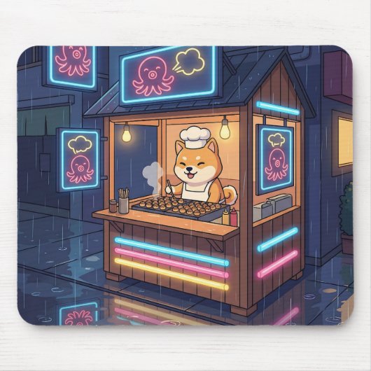 Chef Shiba's Neon Takoyaki Stand Muismat (Voorkant)
